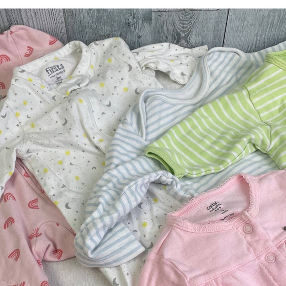 Lot of 6 Carters Baby Girl 3 Months One Piece Sleepers Long Short Sleeve Top Lot - Picture 3 of 4